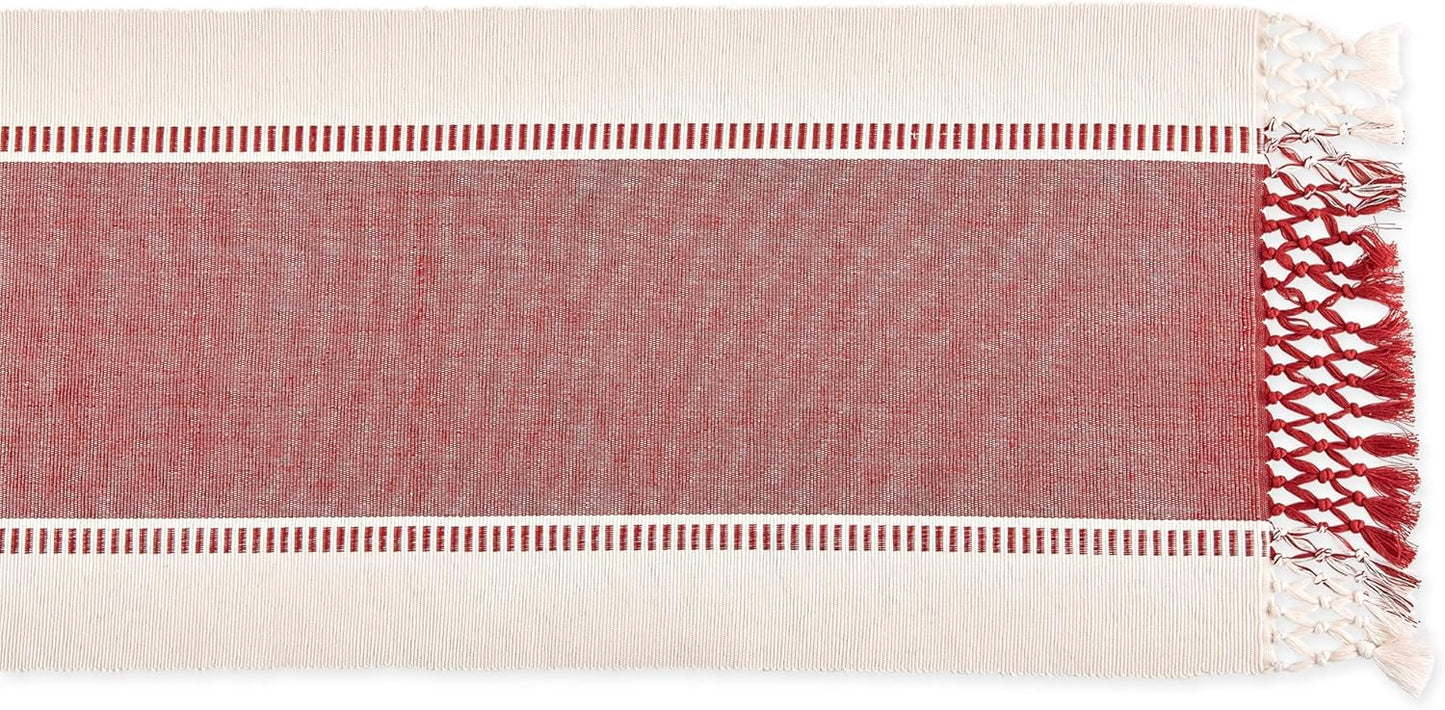 DII Dobby Stripe Woven Table Runner, 13x72-inch, French Blue