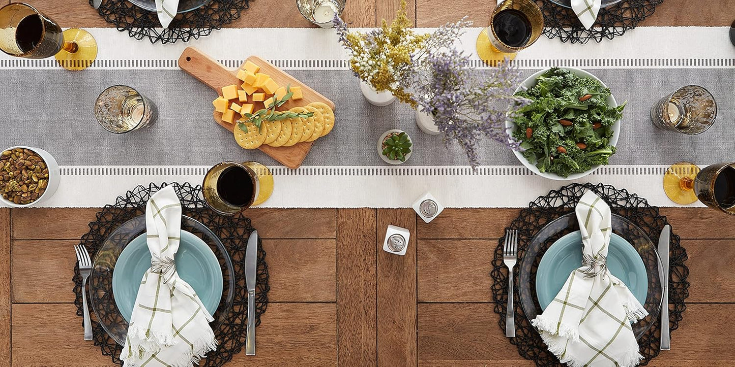 DII Dobby Stripe Woven Table Runner, 13x72-inch, French Blue