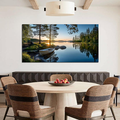 SSNEEKNDG Large Green Landscape Canvas Wall Art for Living Room Forest Lake Sunset Canvas Prints Nature Scenery Artwork for Bedroom Office Home Decor Ready to Hang 20x40 Inch