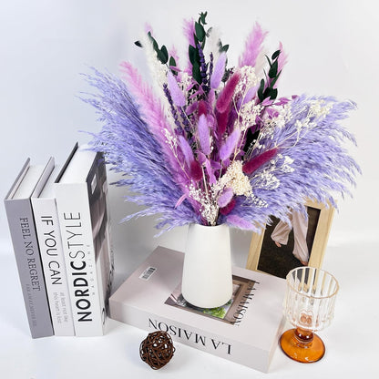 Natural Dried Flower Bouquet - 17" Boho Style Mixed Pampas Grass Ideal for Home Decor, Wedding Decor, Bridal Bouquets, Floral Arrangement, Event Centerpieces, Table Decor