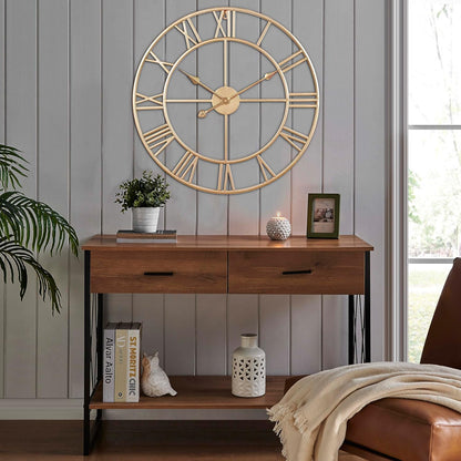 CLXEAST 30 Inch Large Wall Clock Modern, Oversized Roman Numeral Decorative Black Metal Wall Clock for Living Room Decor,House Warming Gifts New Home