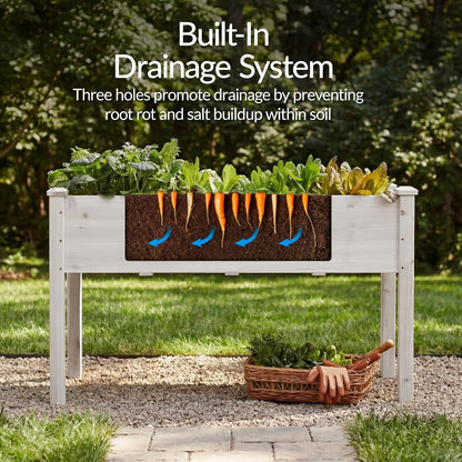 Best Choice Products 72x24x30in Raised Garden Bed, Elevated Wood Planter Box Stand for Backyard, Patio, Balcony w/Divider Panel, 6 Legs, 300lb Capacity - Natural
