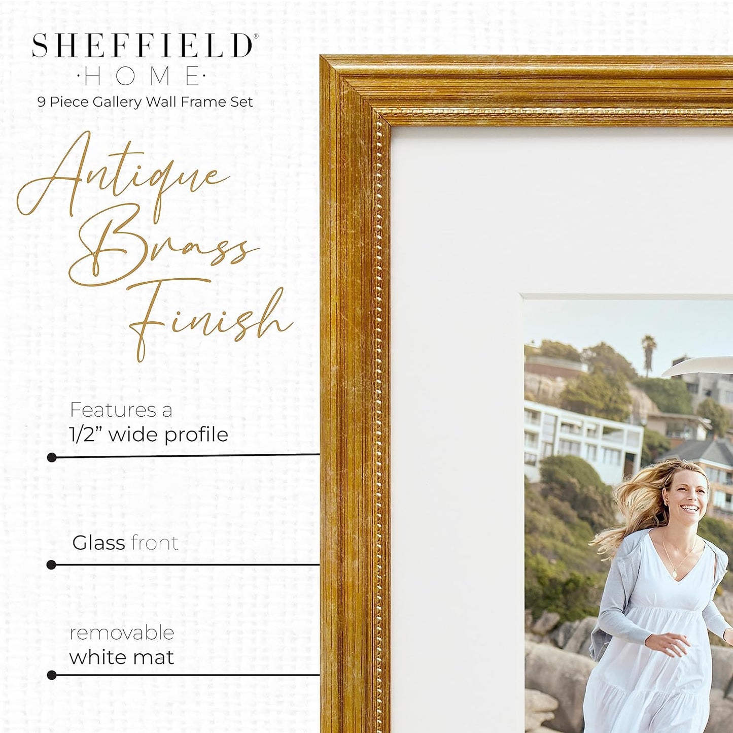 Sheffield Home 9 Piece Gallery Wall Frame Set, 11x14 in. matted to 8x10 in. (Matte Black)