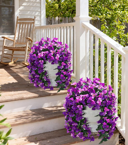 Faux Bougainvillea Artificial Flowers Plants for Outdoor Outside Decoration, 2 PCS Red Fake Flowers UV Resistant Look Real Silk Long Trailing Vines for Front Door Porch Planter Urn Patio Garden Yard