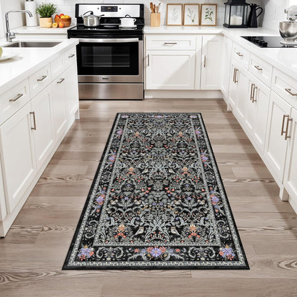 2x3 Washable Non-Slip Area Rug - Soft Low Pile Throw Rug for Kitchen Entryway Bedroom - Modern Indoor Door Mat with Rubber Backing (Beige Grey) - Colors B