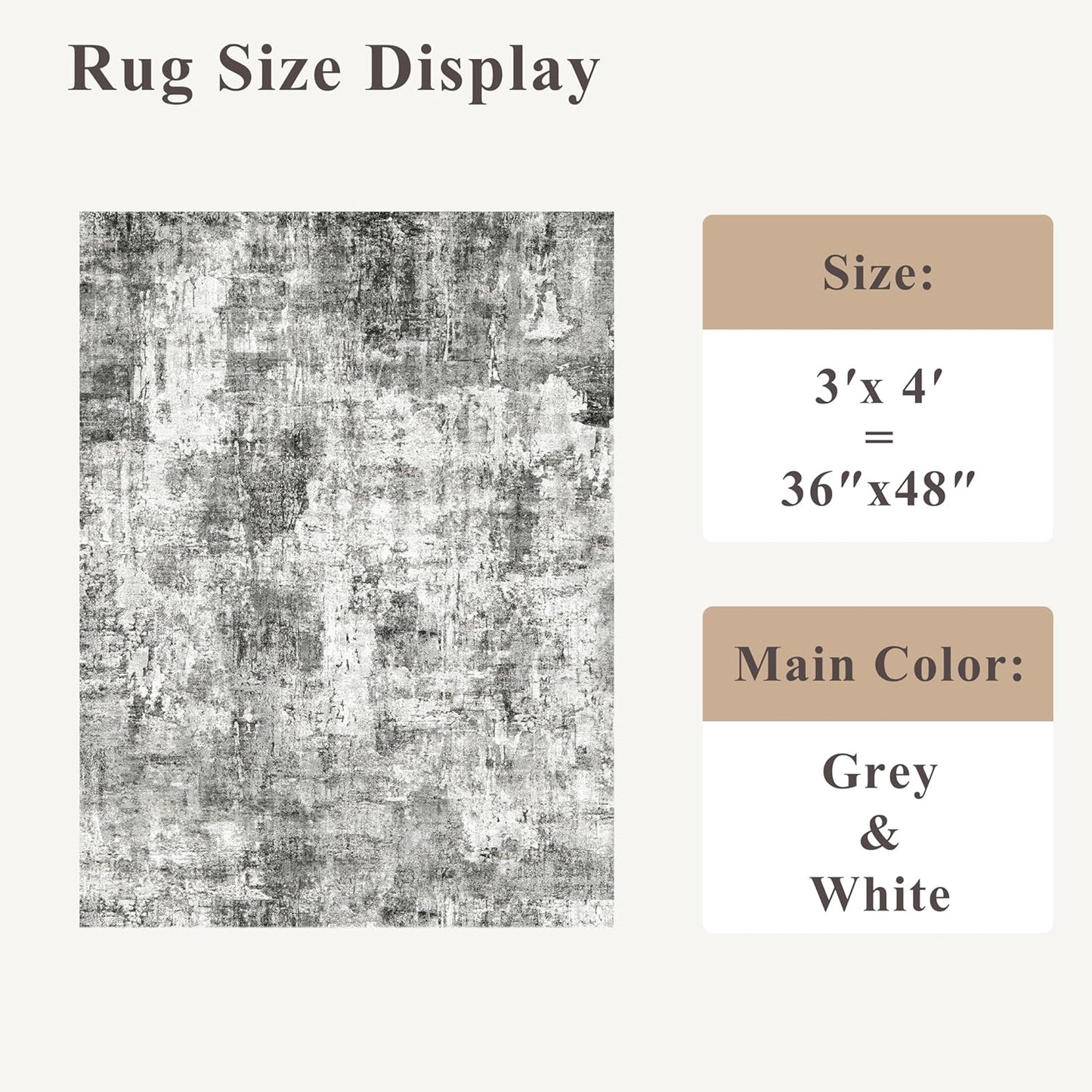 2x3 Washable Non-Slip Area Rug - Soft Low Pile Throw Rug for Kitchen Entryway Bedroom - Modern Indoor Door Mat with Rubber Backing (Beige Grey) - Colors B