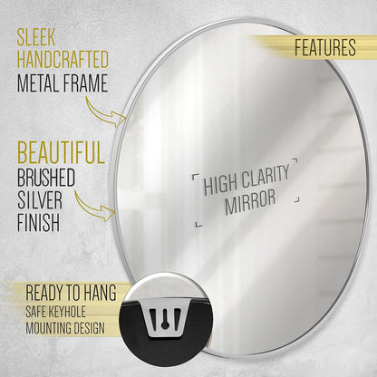 Gold Circle Wall Mirror 24 Inch Round Wall Mirror for Entryways, Washrooms, Living Rooms and More (Gold, 24")