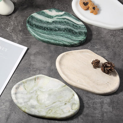 Koville Luxurious Natural Marble Vanity Tray, Cloud Shape Serving Stone Key Tray for Home Decor, 10" x 7" Marble Storage Trays for Bathroom, Stone Plate Holder for Perfume, Candle and Jewelry