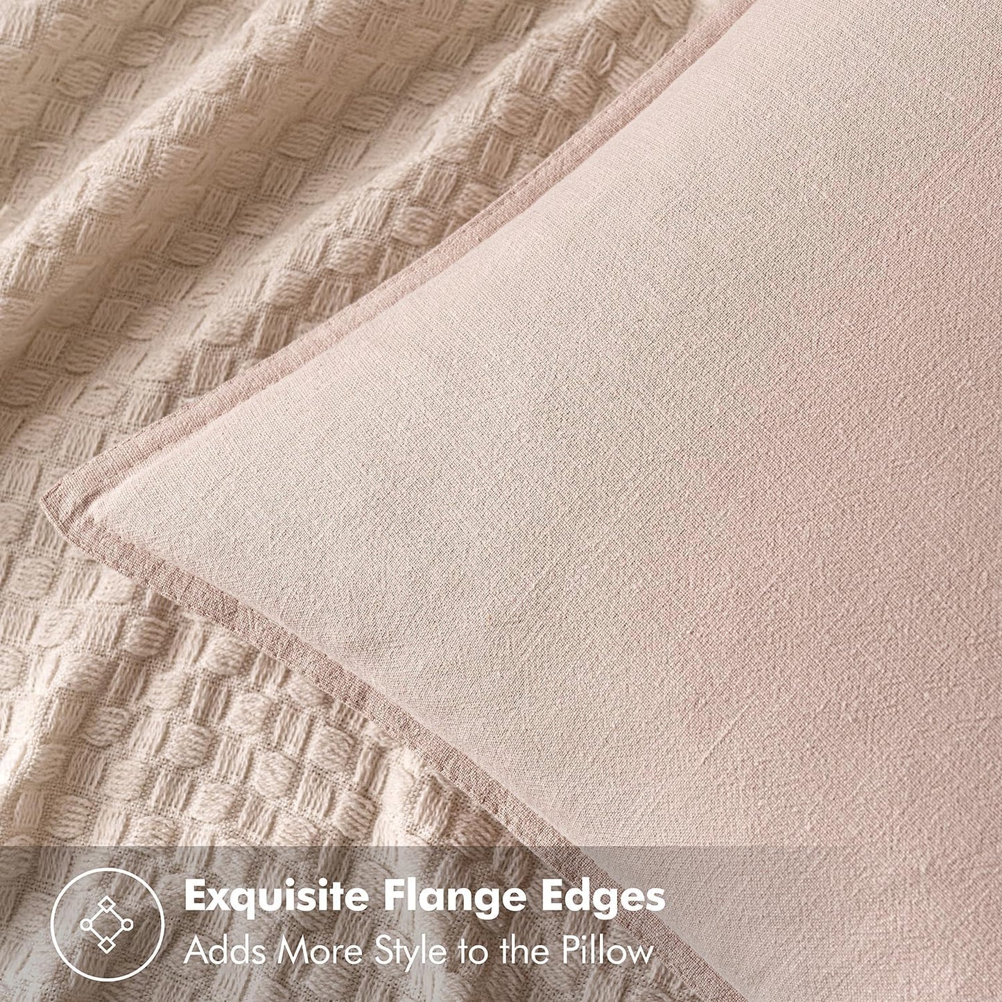 MIULEE Decorative Linen Euro Sham Pillow Covers 26x26 Cream White Boho Farmhouse Neutral Couch Throw Pillows for Bed Pack of 2 Accent Modern Pillowcase Sofa Livingroom Home Decor