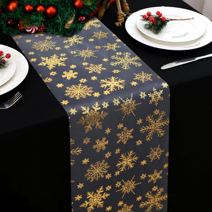 Snowkingdom 2 Pieces Gold Table Runner, Sequin Glitter Foil Metallic Thin Mesh Runner Roll 11"x108", Gold Table Decorations for Event Party, Wedding, Birthday Party, Christmas