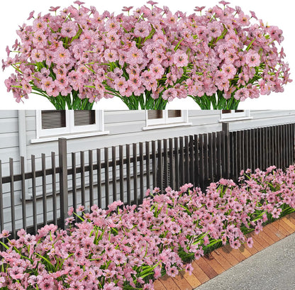 LikSoor 21 Bundles Artificial Outdoor UV Resistant Flowers No Fade Fake Outside Flowers Plastic Greenery Faux Shrubs Garden Porch Window Box Home Decoration(Purple)
