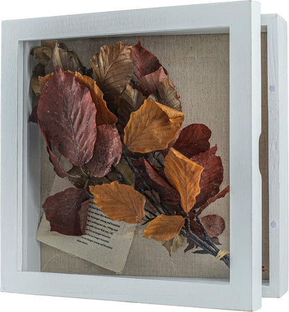 Freezing point Shadow Box Frame 8x8 Shadow Boxes Display Case with Linen Back Memorabilia Awards Medals Bouquet Photos Picture Badge Wedding Memory Box for Keepsakes Carbonized Small Pin Board
