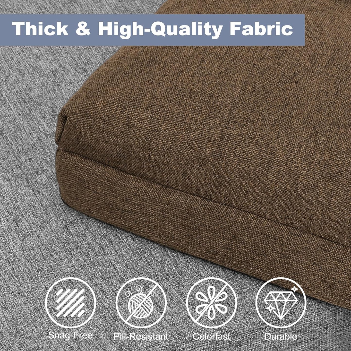 baibu 40 Inch Dual-Layer Patent Design Memory Foam Bench Cushion, Non-Slip Indoor Bench Cushion Standard Size Foam Pad with Machine Washable Cover (Dark Grey, 40x16x3in)