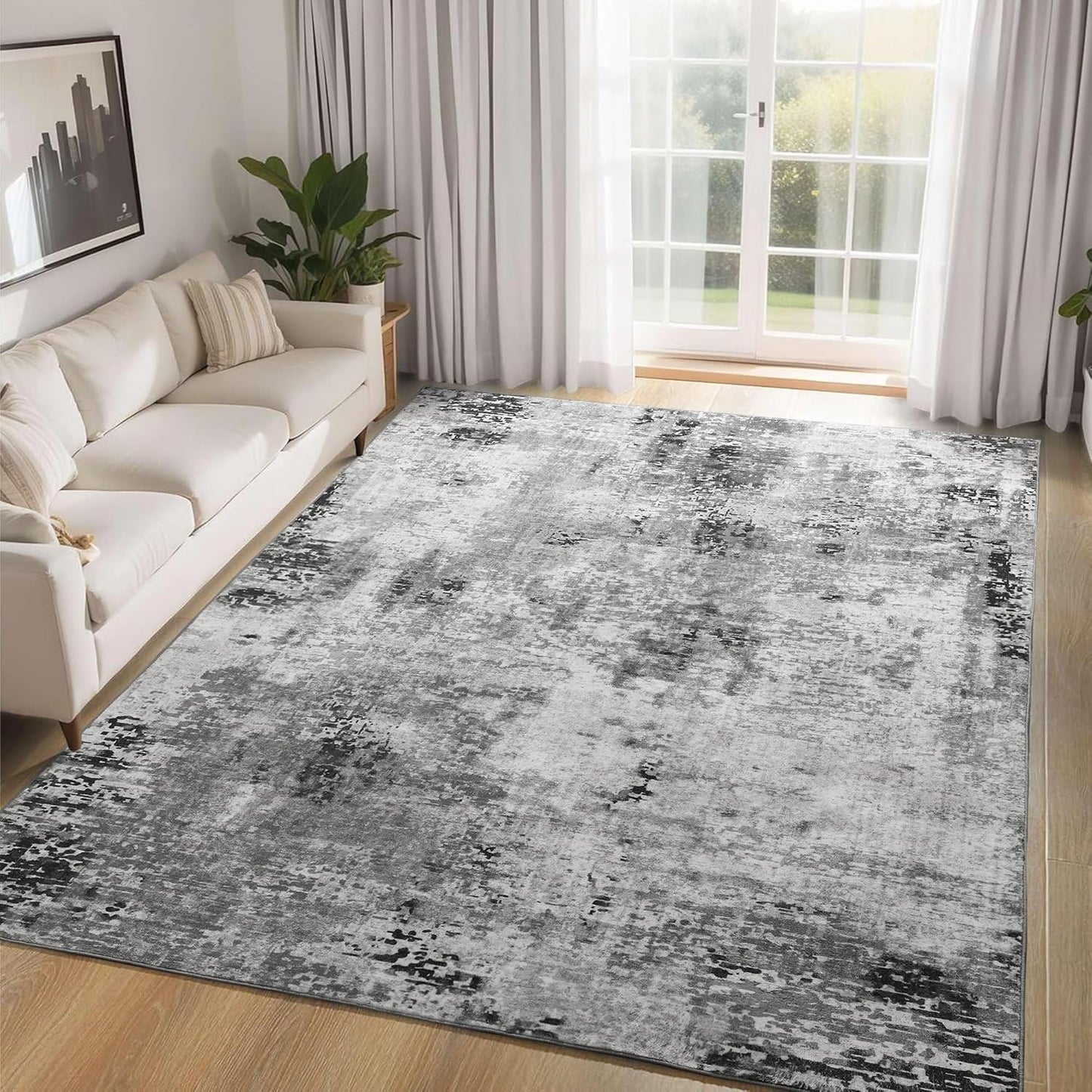 Ompaa 2x6 Rug Runners for Hallways Kitchen Runner Rug Non Slip Washable Grey Long Runner Rugs with Rubber Backing Soft Abstract Carpet Runner for Hallways, Kitchen, Bedroom, Bathroom, Entryway - Colors B