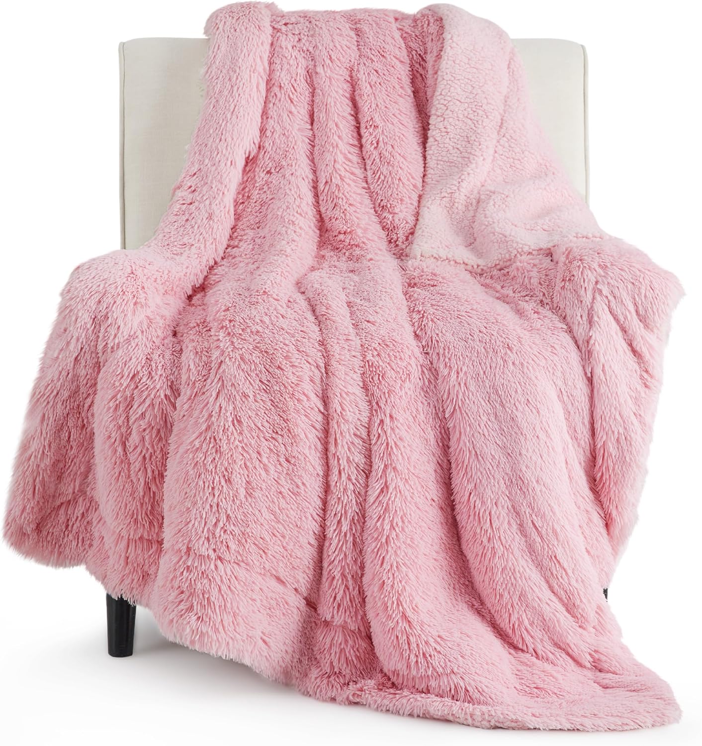 Bedsure GentleSoft Fluffy Fuzzy Faux Fur Throw Blanket for Couch, Soft Sherpa Fleece Cozy Gifts for Women, Plush Bed Blanket Room Decor for Men, Thick Warm Minky Teen Gifts Winter Bedding