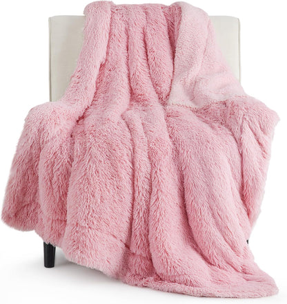 Bedsure GentleSoft Fluffy Fuzzy Faux Fur Throw Blanket for Couch, Soft Sherpa Fleece Cozy Gifts for Women, Plush Bed Blanket Room Decor for Men, Thick Warm Minky Teen Gifts Winter Bedding