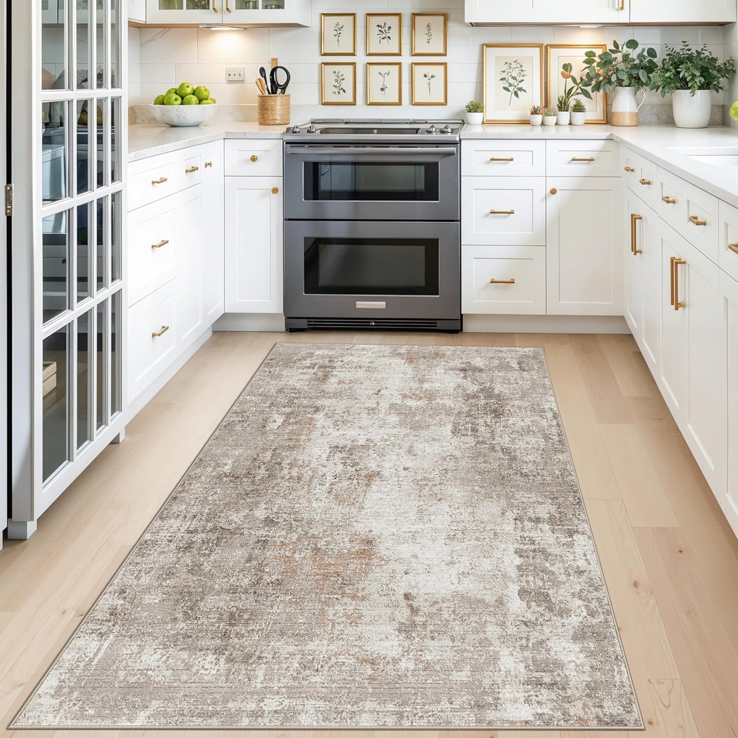2x3 Washable Non-Slip Area Rug - Soft Low Pile Throw Rug for Kitchen Entryway Bedroom - Modern Indoor Door Mat with Rubber Backing (Beige Grey) - Colors B