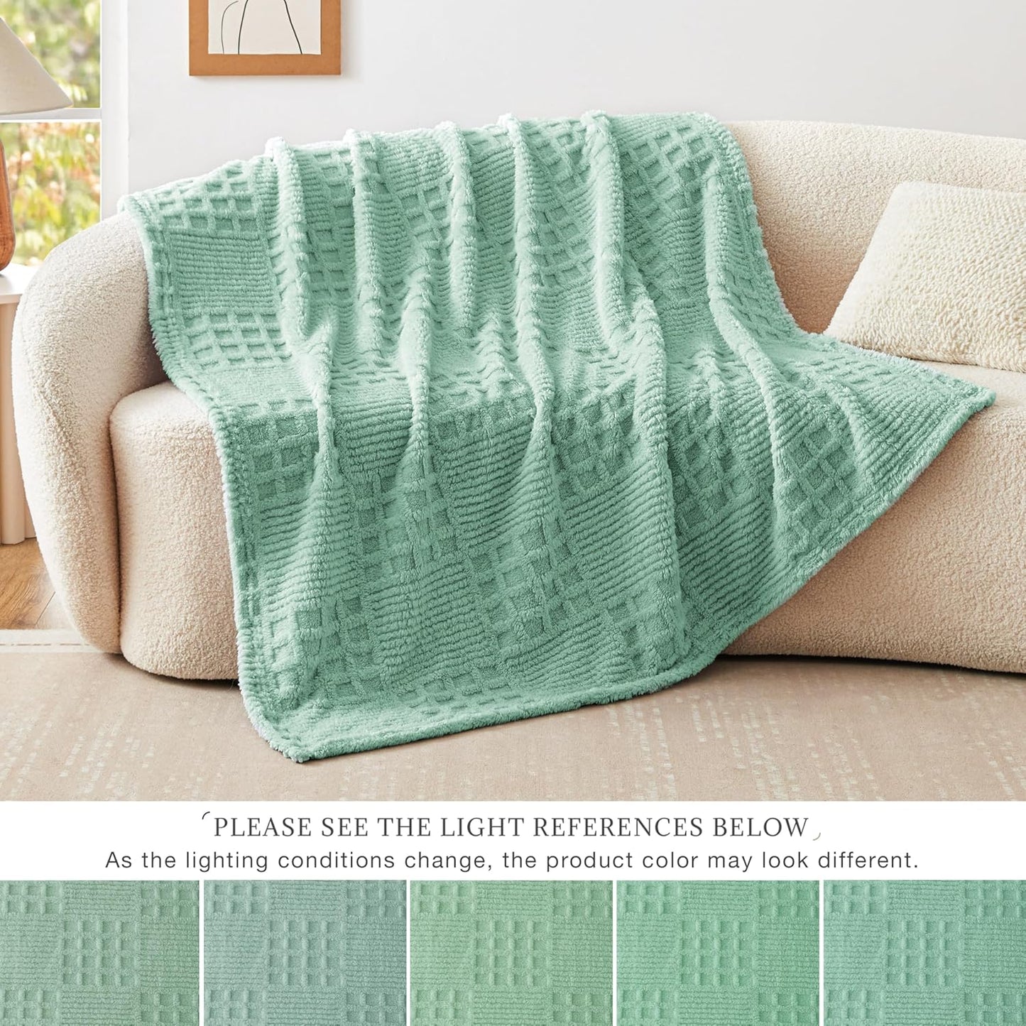 EXQ Home Fleece Throw Blanket for Couch or Bed - 3D Imitation Turtle Shell Jacquard Decorative Blankets - Cozy Soft Lightweight Fuzzy Flannel Blanket Suitable for All Seasons(50"×60",Beige)