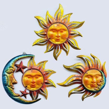 Large Sun Wall Art Decor 45 inch Metal Wall Art, Retro Hanging Decor, Valentine Wall Decorations for Patio,Yard,Garden,Fence,Living Room