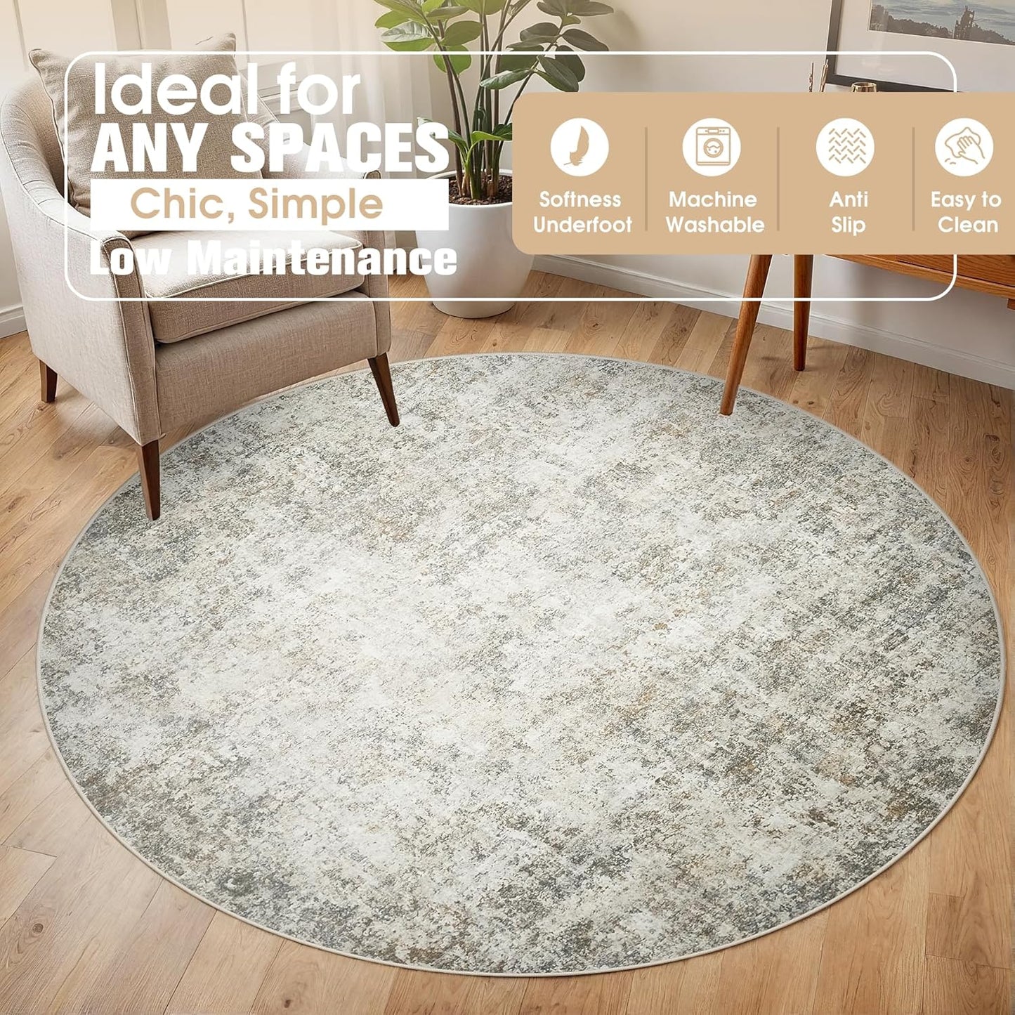 8x10 Area Rugs for Living Room Rug Washable: Abstract Large Rug for Dining Room Bedroom Carpet Non Slip 8 by 10 Indoor Modern Nursery Home Office Blue Grey
