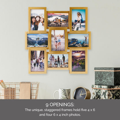 MELANNCO Collage Picture Frame for Wall, Holds 12 Photos - Six 4x6 and Six 6x4 Images, 18x23 Inch Black Plastic Frame, Hang Horizontal or Vertical, Gallery Wall Decor