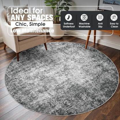 8x10 Area Rugs for Living Room Rug Washable: Abstract Large Rug for Dining Room Bedroom Carpet Non Slip 8 by 10 Indoor Modern Nursery Home Office Blue Grey