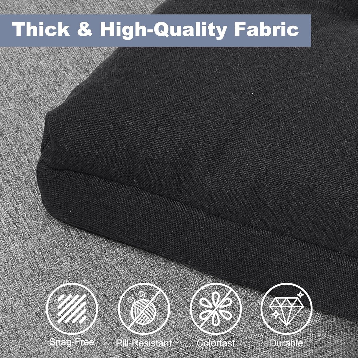 baibu 40 Inch Dual-Layer Patent Design Memory Foam Bench Cushion, Non-Slip Indoor Bench Cushion Standard Size Foam Pad with Machine Washable Cover (Dark Grey, 40x16x3in)