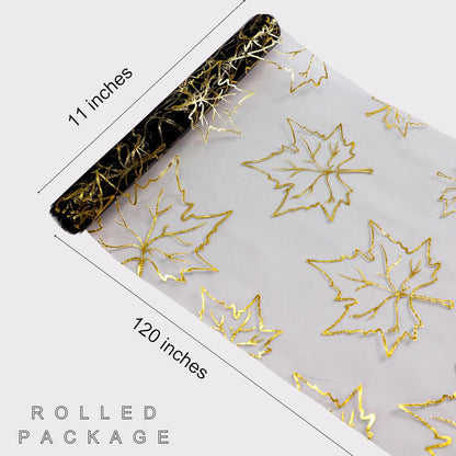 Snowkingdom 2 Pieces Gold Table Runner, Sequin Glitter Foil Metallic Thin Mesh Runner Roll 11"x108", Gold Table Decorations for Event Party, Wedding, Birthday Party, Christmas
