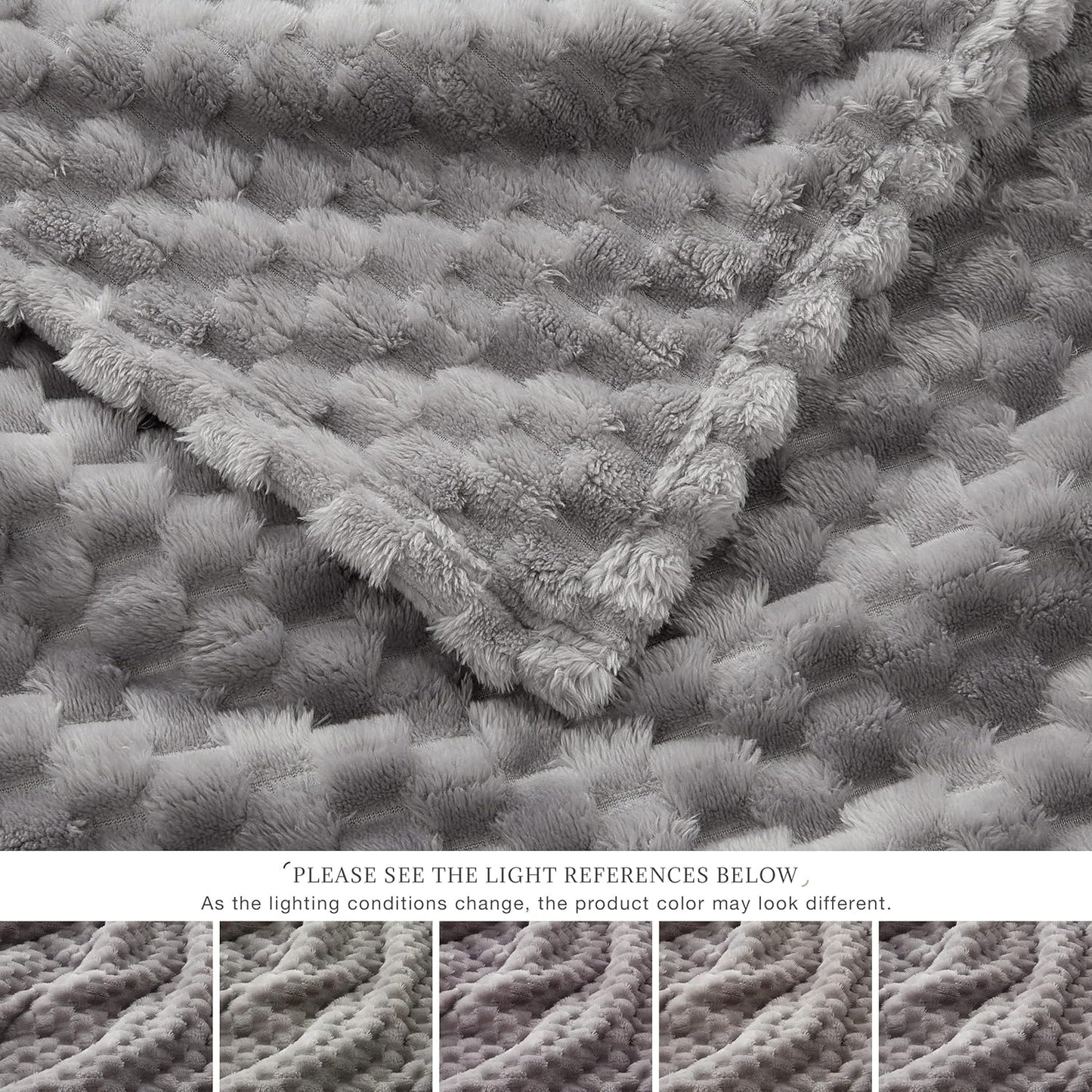 EXQ Home Fleece Throw Blanket for Couch or Bed - 3D Imitation Turtle Shell Jacquard Decorative Blankets - Cozy Soft Lightweight Fuzzy Flannel Blanket Suitable for All Seasons(50"×60",Beige)