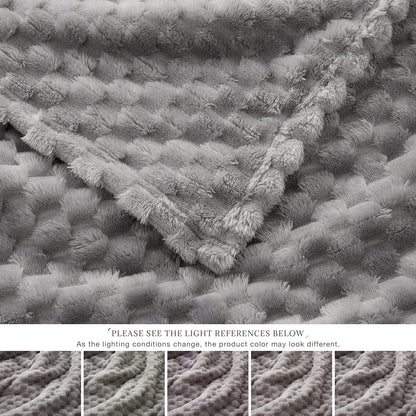 EXQ Home Fleece Throw Blanket for Couch or Bed - 3D Imitation Turtle Shell Jacquard Decorative Blankets - Cozy Soft Lightweight Fuzzy Flannel Blanket Suitable for All Seasons(50"×60",Beige)