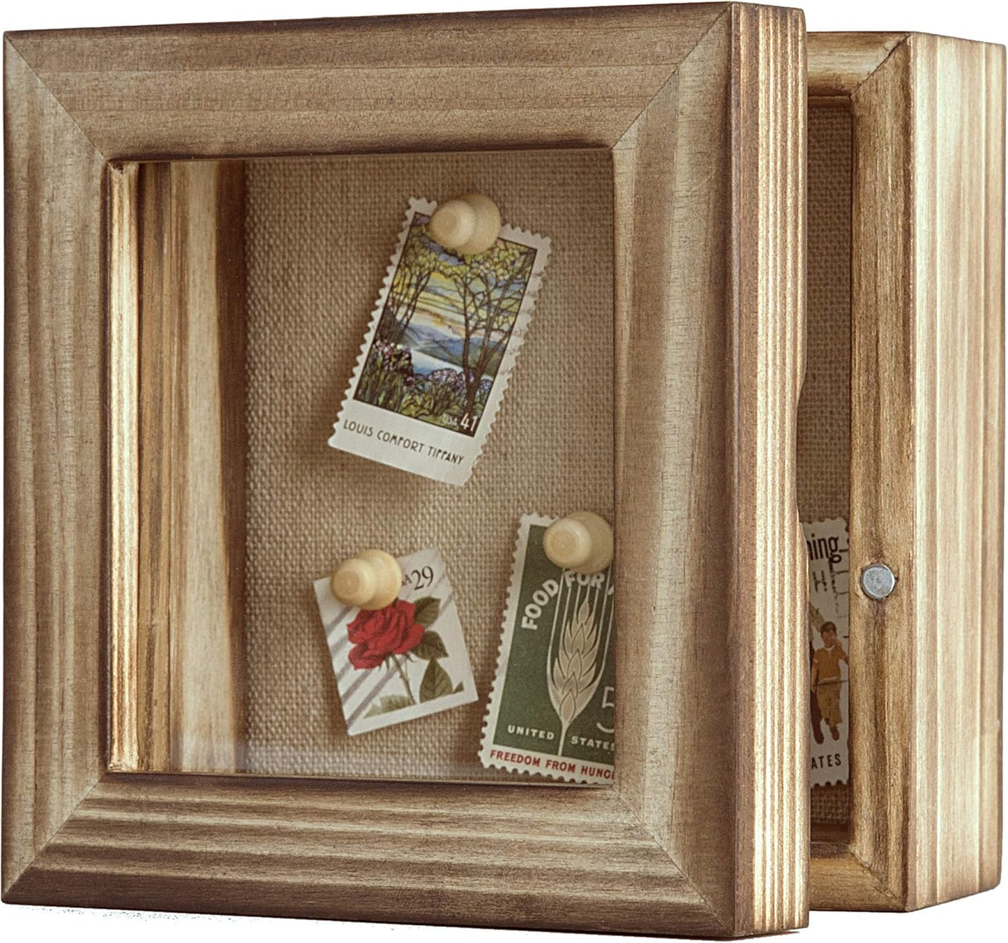 Freezing point Shadow Box Frame 8x8 Shadow Boxes Display Case with Linen Back Memorabilia Awards Medals Bouquet Photos Picture Badge Wedding Memory Box for Keepsakes Carbonized Small Pin Board