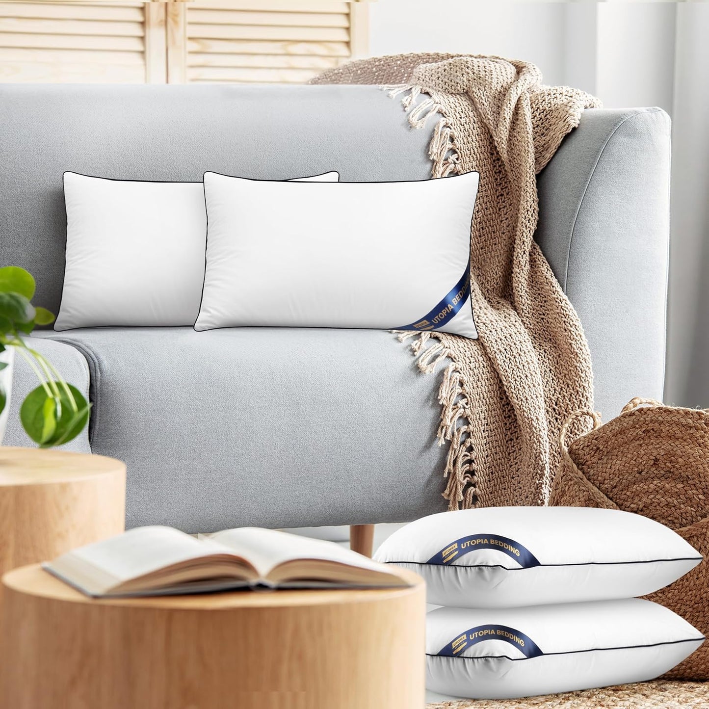Utopia Bedding Throw Pillow Inserts (Pack of 4, White), 18 x 18 Inches Decorative Indoor Pillows for Sofa, Bed, Couch, Cushion Sham Stuffer
