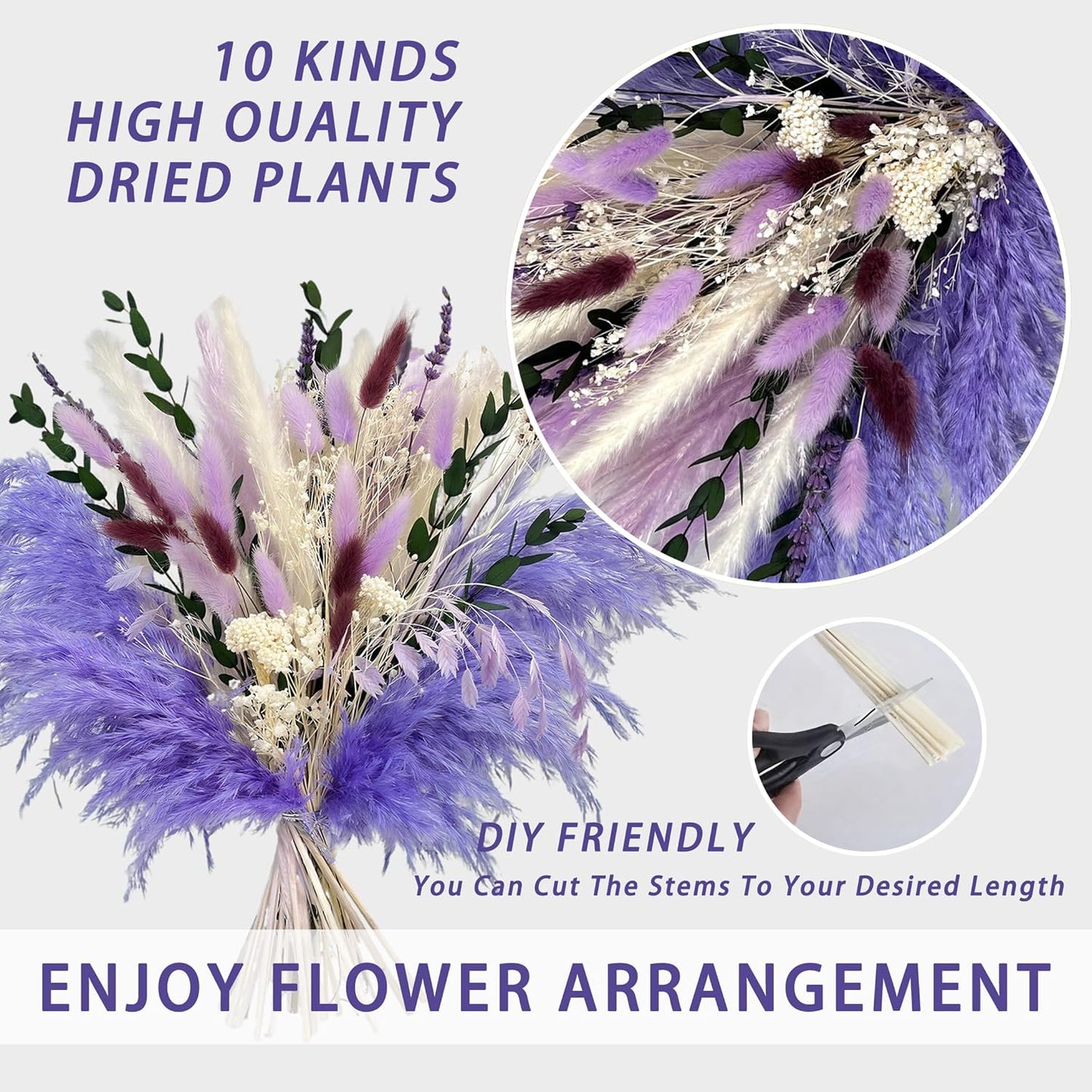 Natural Dried Flower Bouquet - 17" Boho Style Mixed Pampas Grass Ideal for Home Decor, Wedding Decor, Bridal Bouquets, Floral Arrangement, Event Centerpieces, Table Decor