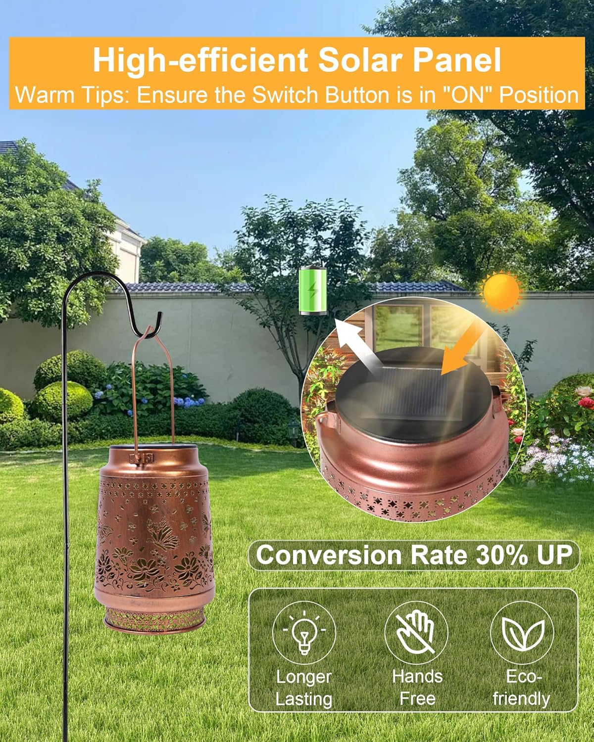 Solar Lanterns Outdoor Waterproof Hummingbird Elegant Garden Decor Birthday Gifts for Women Mom Grandma Sister Metal Hanging Solar Lights Outside Gardening Decorations for Backyard, Patio, Lawn, Porch