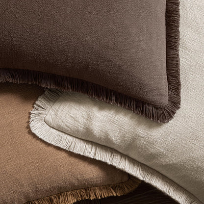 MIULEE Decorative Throw Pillow Covers Neutral Linen Fringe Throw Pillows Set of 2 Natural Beige Boho Farmhouse Cushion Covers with Tassels for Couch Sofa Bed Spring Home Decor 20x20 Inch