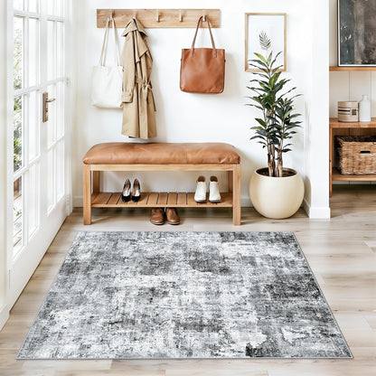 2x3 Washable Non-Slip Area Rug - Soft Low Pile Throw Rug for Kitchen Entryway Bedroom - Modern Indoor Door Mat with Rubber Backing (Beige Grey) - Colors B