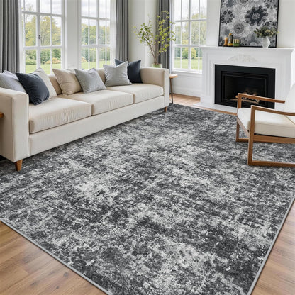8x10 Area Rugs for Living Room Rug Washable: Abstract Large Rug for Dining Room Bedroom Carpet Non Slip 8 by 10 Indoor Modern Nursery Home Office Blue Grey
