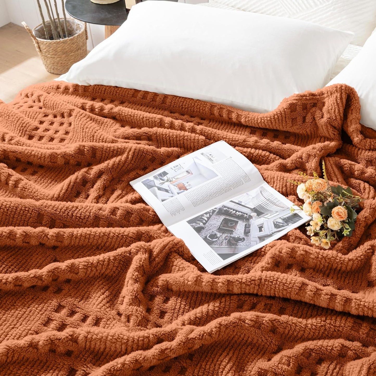 50x70 Inch Rust Throw Blanket - Soft & Fluffy Fleece, Cute & Aesthetic, Perfect for Sofa, Couch, Chair, Bed, Living Room & Bedroom, All-Season Use, Plush & Cozy Decorative Blanket