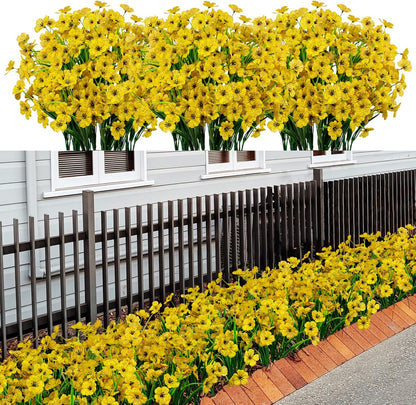 LikSoor 21 Bundles Artificial Outdoor UV Resistant Flowers No Fade Fake Outside Flowers Plastic Greenery Faux Shrubs Garden Porch Window Box Home Decoration(Purple)