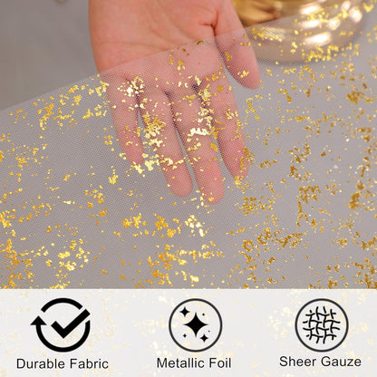 Snowkingdom 2 Pieces Gold Table Runner, Sequin Glitter Foil Metallic Thin Mesh Runner Roll 11"x108", Gold Table Decorations for Event Party, Wedding, Birthday Party, Christmas