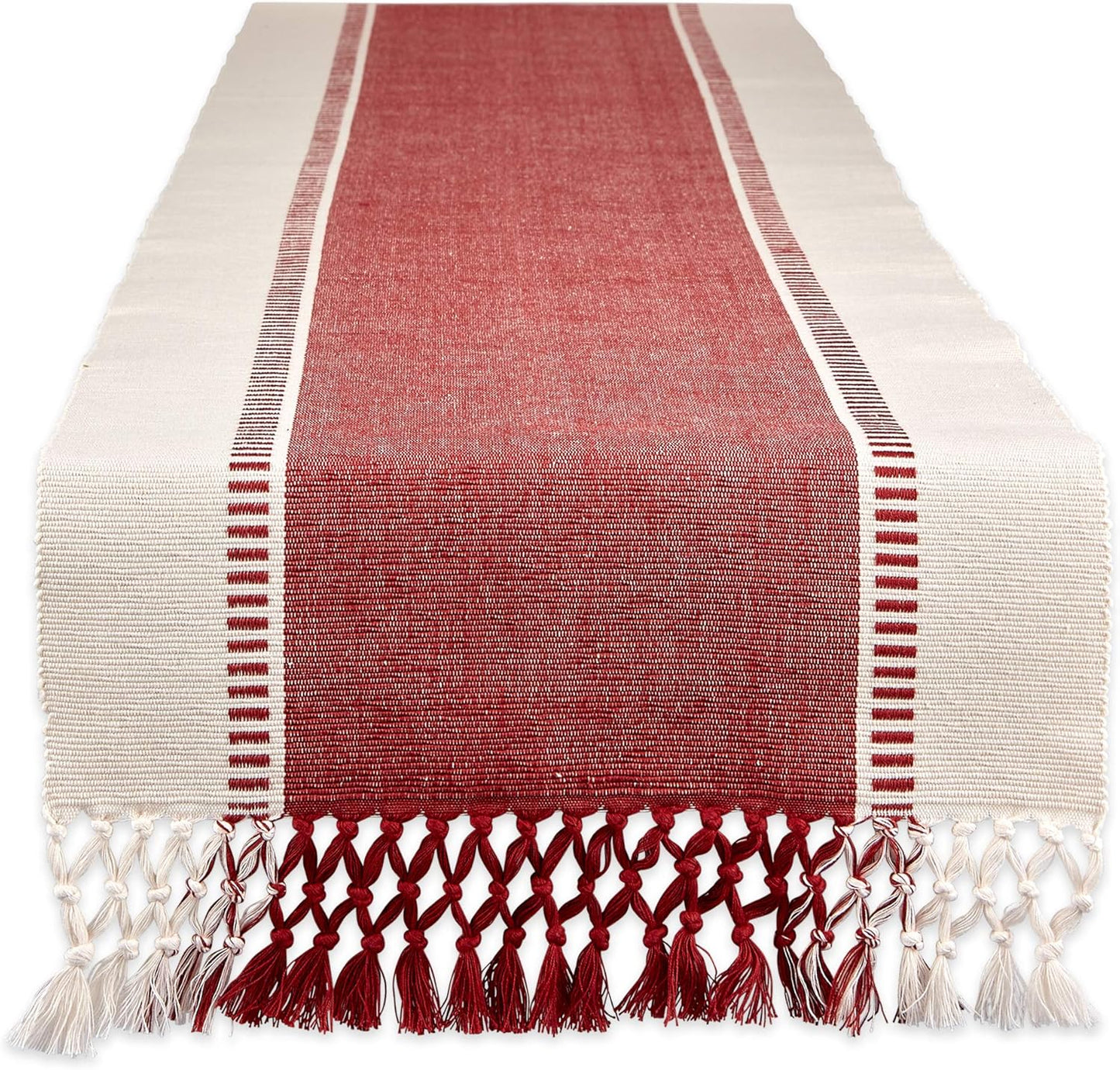 DII Dobby Stripe Woven Table Runner, 13x72-inch, French Blue