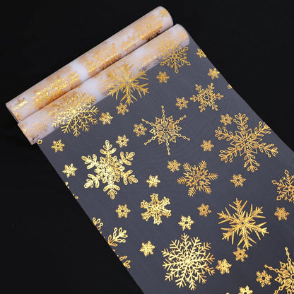 Snowkingdom 2 Pieces Gold Table Runner, Sequin Glitter Foil Metallic Thin Mesh Runner Roll 11"x108", Gold Table Decorations for Event Party, Wedding, Birthday Party, Christmas