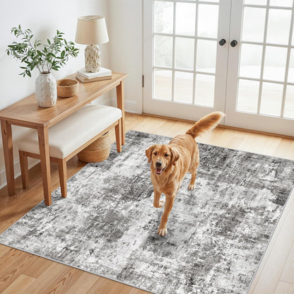 2x3 Washable Non-Slip Area Rug - Soft Low Pile Throw Rug for Kitchen Entryway Bedroom - Modern Indoor Door Mat with Rubber Backing (Beige Grey) - Colors A