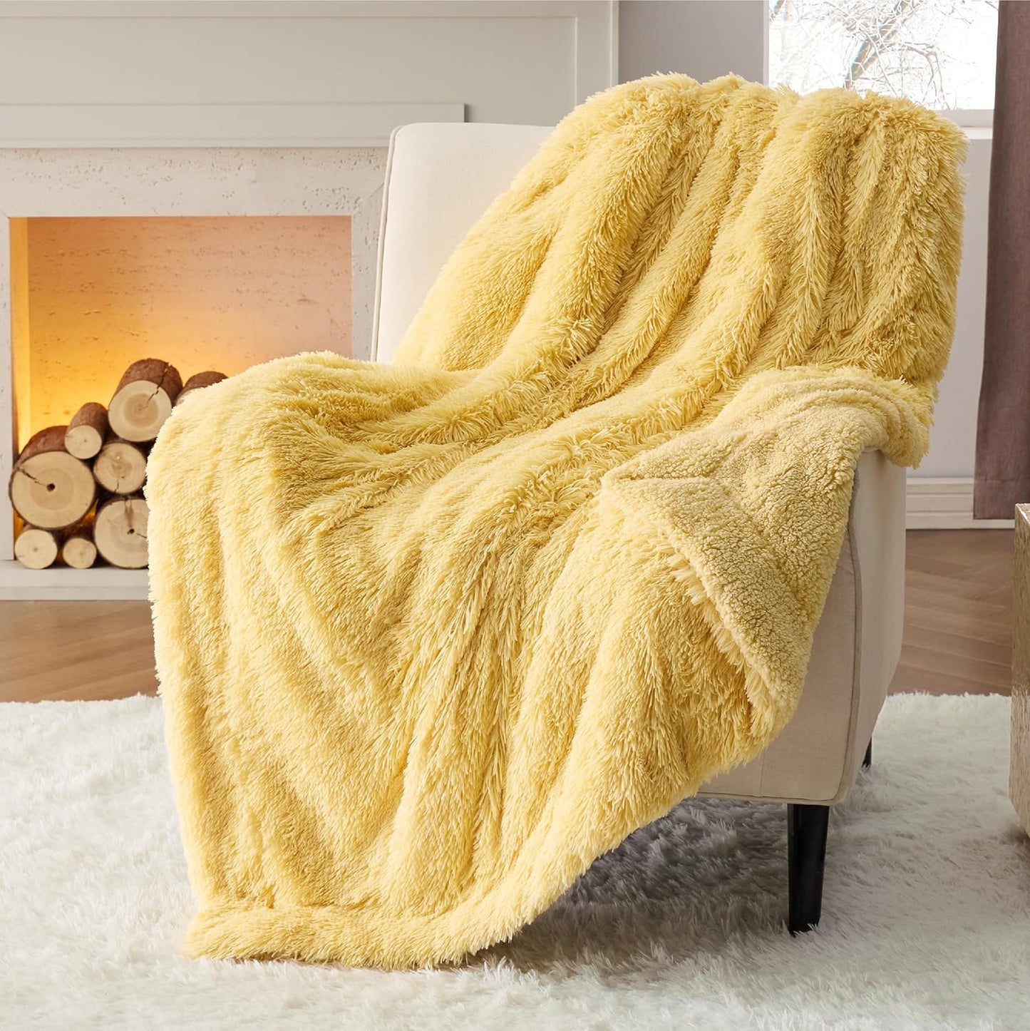 Bedsure GentleSoft Fluffy Fuzzy Faux Fur Throw Blanket for Couch, Soft Sherpa Fleece Cozy Gifts for Women, Plush Bed Blanket Room Decor for Men, Thick Warm Minky Teen Gifts Winter Bedding