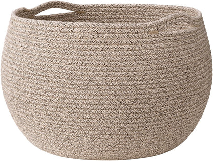 Goodpick Wicker Storage Basket for Living Room, Small Round Woven Basket for Toys, Towel, Bedroom, Children Corner Decoration Plant Baskets Indoor, Jute, 10"D x 8.3"H