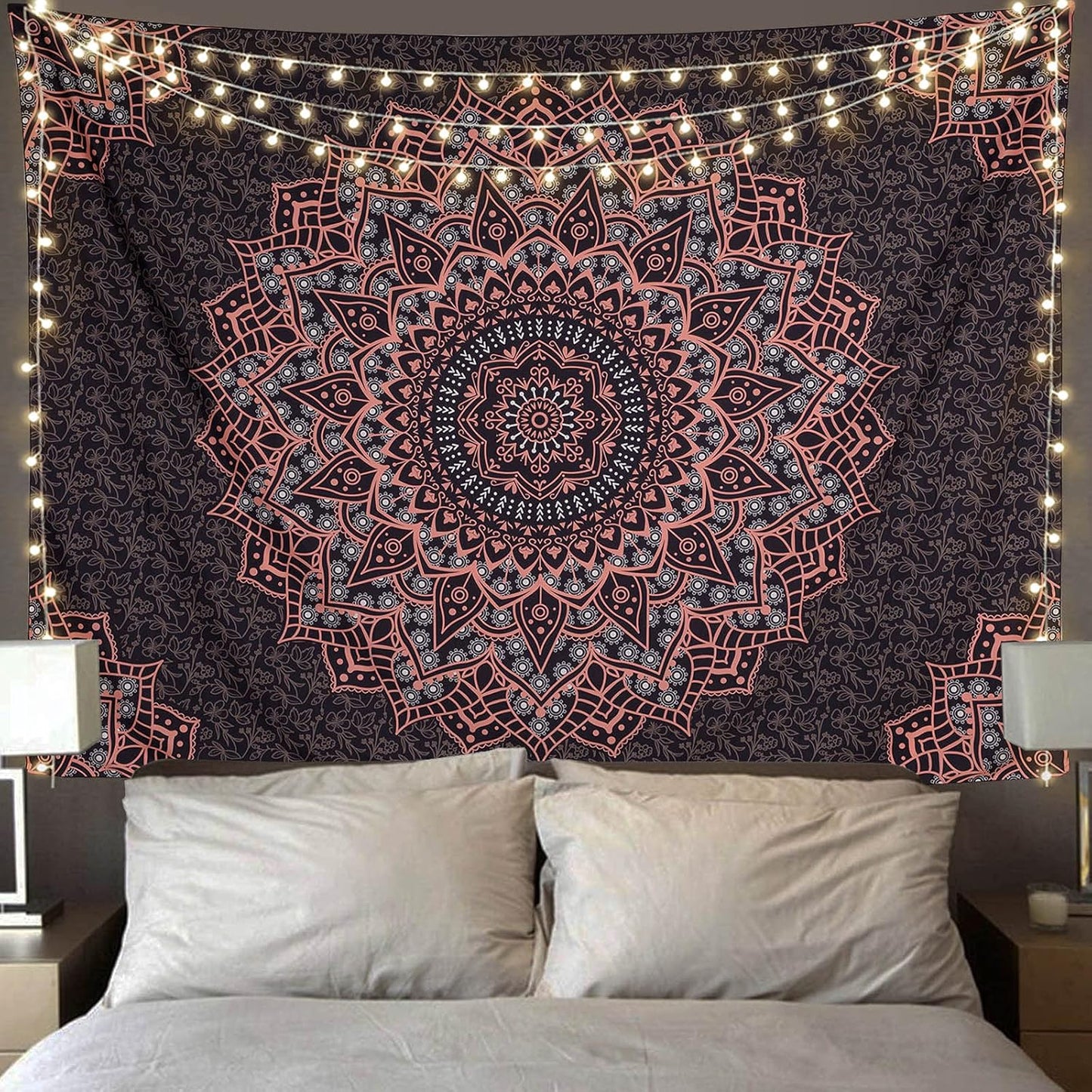 Black Mandala Tapestry Wall Hanging Psychedelic Wall Tapestry Aesthetic Indian Hippie Decor Bohemian Art Boho Home Decoration for Bedroom,Living Room,Dorm