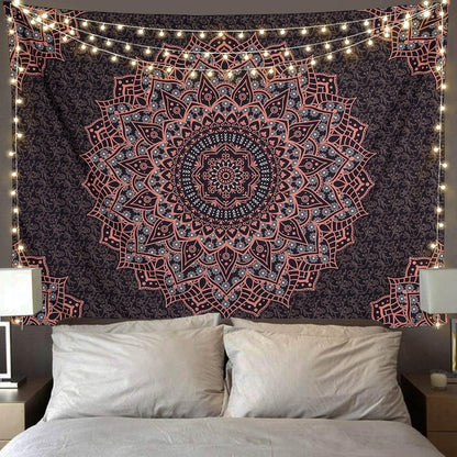 Black Mandala Tapestry Wall Hanging Psychedelic Wall Tapestry Aesthetic Indian Hippie Decor Bohemian Art Boho Home Decoration for Bedroom,Living Room,Dorm