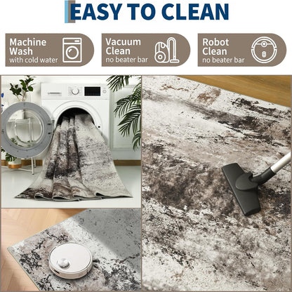 Ompaa 2x6 Rug Runners for Hallways Kitchen Runner Rug Non Slip Washable Grey Long Runner Rugs with Rubber Backing Soft Abstract Carpet Runner for Hallways, Kitchen, Bedroom, Bathroom, Entryway - Colors B