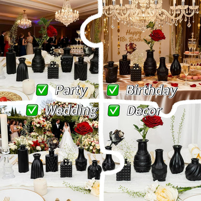 Clear Glass Bud Vase Set of 12 Pcs,Small Bud Vases in Bulk,Glass Crystal Flower Vases Table Centerpieces for Party Event Wedding Decor Baby Shower Decorations (Clear, 12 Pcs)