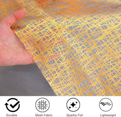 Snowkingdom 2 Pieces Gold Table Runner, Sequin Glitter Foil Metallic Thin Mesh Runner Roll 11"x108", Gold Table Decorations for Event Party, Wedding, Birthday Party, Christmas